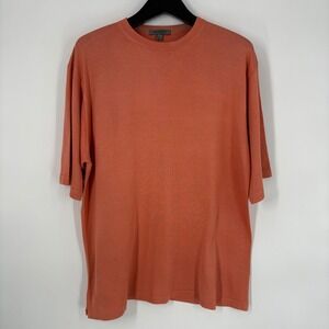 Johnston & Murphy Mens Silk Short Sleeve Knit Sweater Size XL Coral Luxury